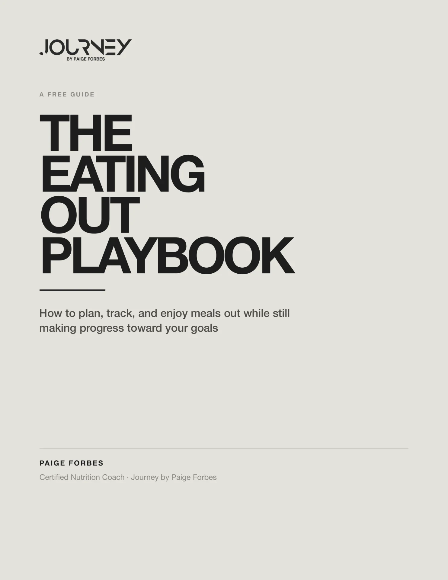 The Eating Out Playbook guide cover